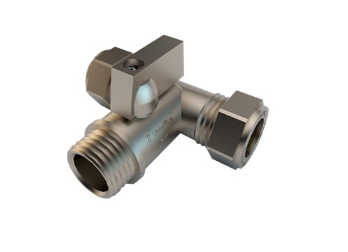 Mini Ball Valve - (CxC) Tee Off Mini Ball Valve Nickle Plated